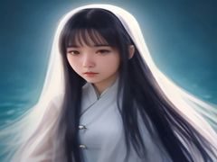 扮演乡下妹的年轻女演员站在村口老槐树下，眼神清澈中带着倔强，穿着朴素棉布衣